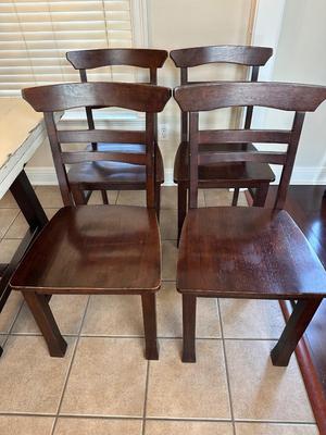 Farmhouse-Style Dining Table with 4 Ladder-Back Chairs (See Details)