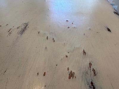 Farmhouse-Style Dining Table with 4 Ladder-Back Chairs (See Details)