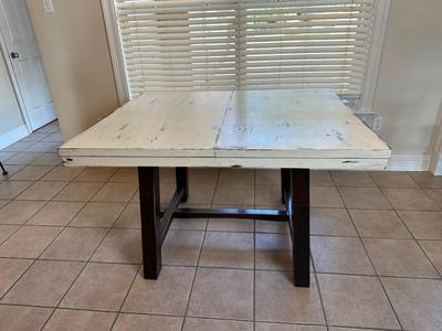 Farmhouse-Style Dining Table with 4 Ladder-Back Chairs (See Details)