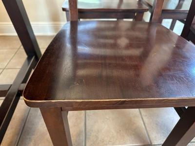 Farmhouse-Style Dining Table with 4 Ladder-Back Chairs (See Details)