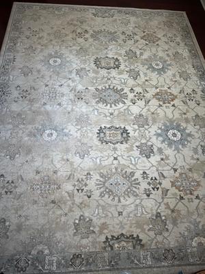 Large Neutral Floral Area Rug 8 x 10