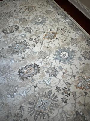 Large Neutral Floral Area Rug 8 x 10