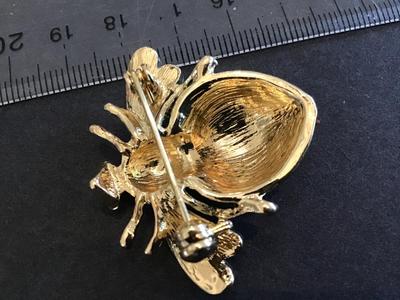 Enamel Rhinestone Bug Brooch