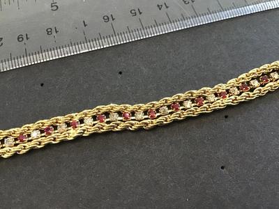 Red and Clear Rhinestone Bracelet Vintage