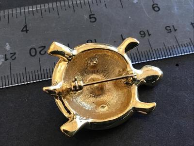 Enamel Rhinestone Tortoise Brooch