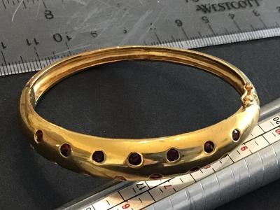 Hinged Locking Ruby Type Stone Colors Gold Tone