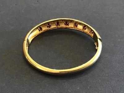 Hinged Locking Ruby Type Stone Colors Gold Tone