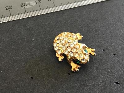 Gold Rhinestone Frog pin