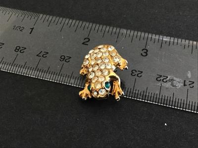 Gold Rhinestone Frog pin