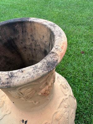 Outdoor Clay Chiminea Fireplace with Grape & Vine Motif