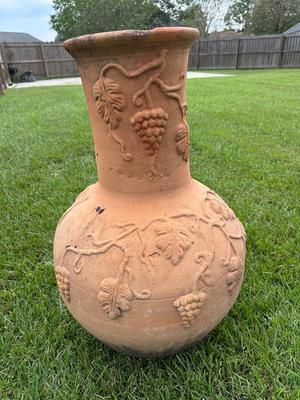 Outdoor Clay Chiminea Fireplace with Grape & Vine Motif