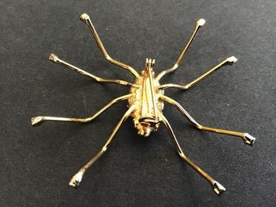 Rhinestone spider with Black Rhinestone Feet Brooch