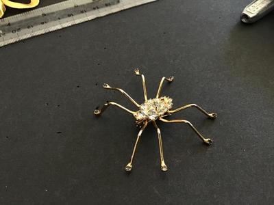 Rhinestone spider with Black Rhinestone Feet Brooch