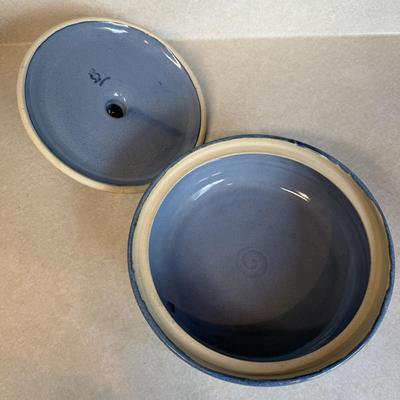 Blue Glazed Ceramic Goblets & Lidded Dish (K-HS)