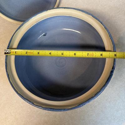 Blue Glazed Ceramic Goblets & Lidded Dish (K-HS)