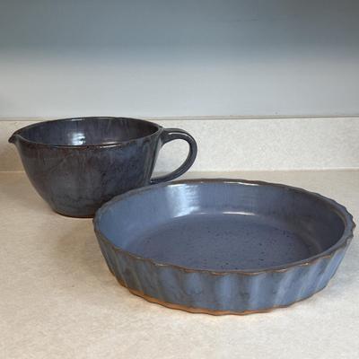 Local Brown’s Pottery Handled Mixing Bowl & Pie Plate (K-HS)