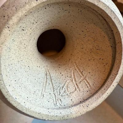 Set of Six Beautiful Blue Handmade Pottery Goblets by Arch Pike (K-HS)