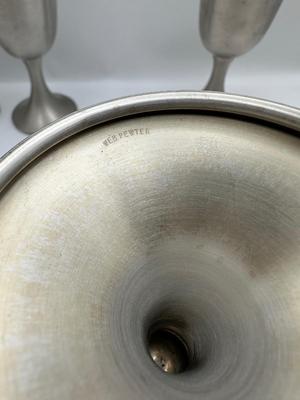 Set of 4 Vintage Web Pewter Goblets