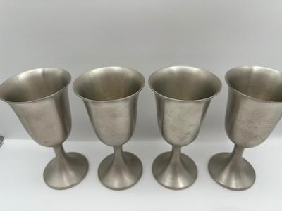Set of 4 Vintage Web Pewter Goblets