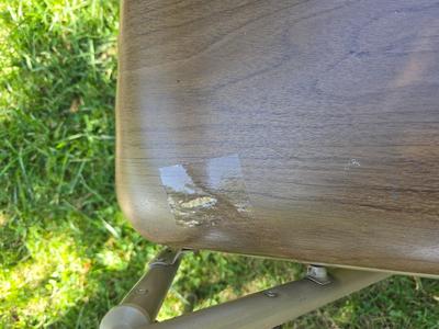 Folding wood grain table with 4 folding chairs