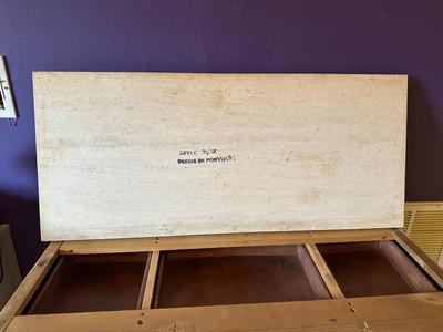 Mid-Century Wood Desk with Portuguese Stone Top