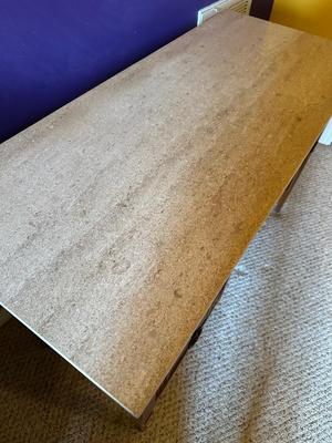 Mid-Century Wood Desk with Portuguese Stone Top