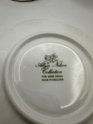 Pair of Allyn Nelson Fine Bone China Rose Teacup & Saucer Sets – Made in England