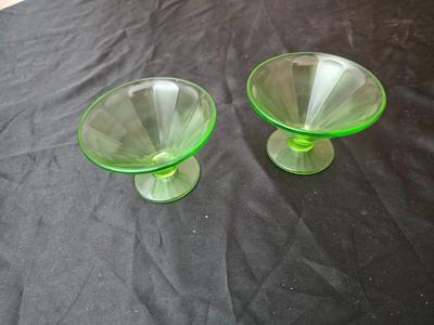 Fire King dishware - Uranium glass sherbert dishes - vintage vase - Fire King jade green bowl and a deviled egg platter