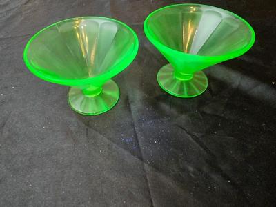 Fire King dishware - Uranium glass sherbert dishes - vintage vase - Fire King jade green bowl and a deviled egg platter