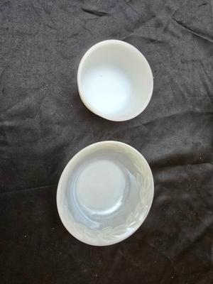 Fire King dishware - Uranium glass sherbert dishes - vintage vase - Fire King jade green bowl and a deviled egg platter