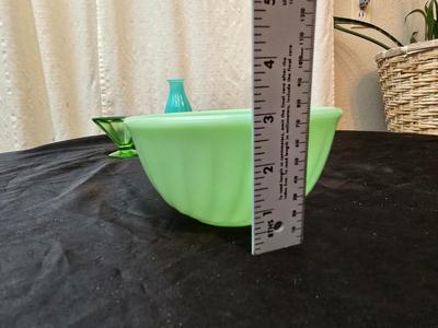 Fire King dishware - Uranium glass sherbert dishes - vintage vase - Fire King jade green bowl and a deviled egg platter