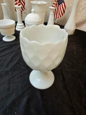 Milk Glass vases, bowls, and dishware
