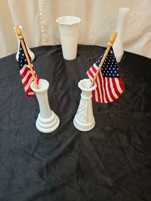 Milk Glass vases, bowls, and dishware