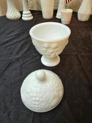 Milk Glass vases, bowls, and dishware