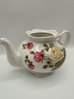 Arthur Wood & Son England Rose Pattern Teapot with Lid