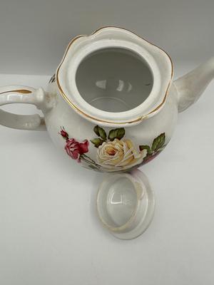 Arthur Wood & Son England Rose Pattern Teapot with Lid