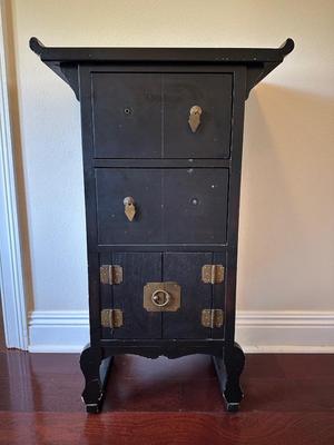 Asian-Style Black Lacquer Cabinet