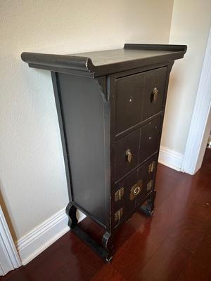 Asian-Style Black Lacquer Cabinet