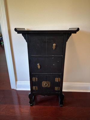 Asian-Style Black Lacquer Cabinet