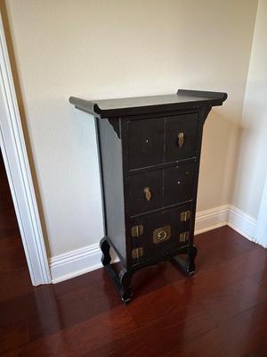 Asian-Style Black Lacquer Cabinet
