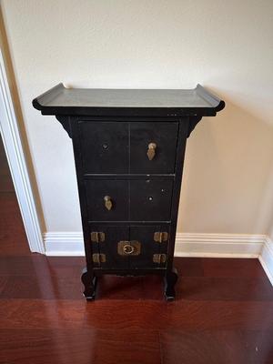 Asian-Style Black Lacquer Cabinet