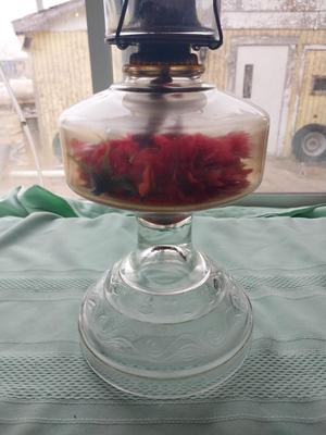 VINTAGE GLASS OIL LAMP