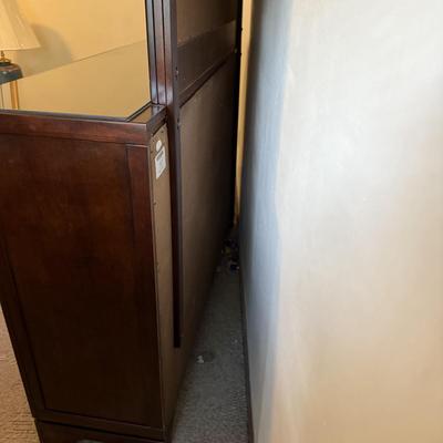 Two Toned Wooden Dresser with Mirror and Glass Top (PB-KD)