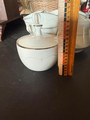 Sale Photo Thumbnail #2527: 12 tea saucers 12 coffee cups teapot cream & sugar