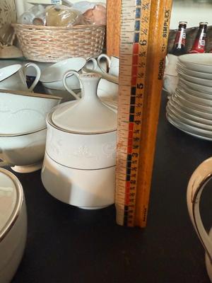 Sale Photo Thumbnail #2528: 12 tea saucers 12 coffee cups teapot cream & sugar