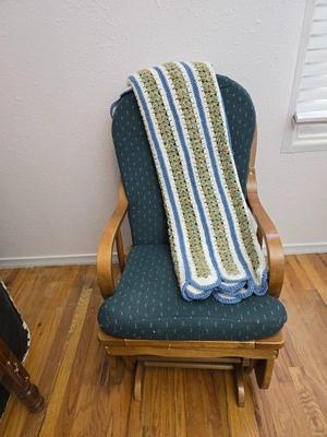 Nice wooden Glider Rocker - with Afghan throw