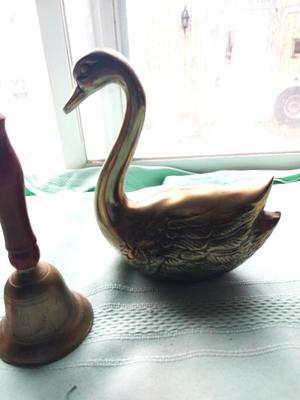BRASS BELLS AND SOLID BRASS SWAN