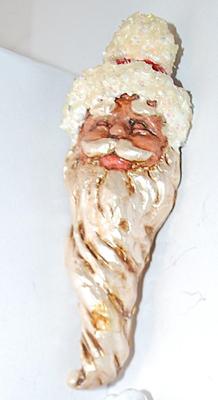 Collection of 2 Santa Faces BROOCHES - 3" to 2" on Composite Material