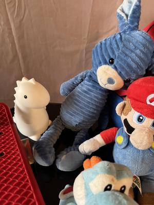 PLUSH TOYS AND A LIGHT UP SKATEBOARD