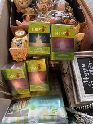 NEW FLUFFY BUNNY NIGHT LIGHTS AND OTHER EASTER DECORATIONS